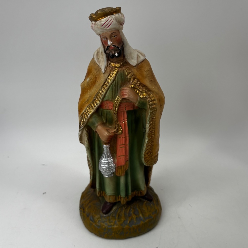 Vtg Nativity Wise Man Balthazar Figurine 8IN Christmas Holiday Decor chalkware